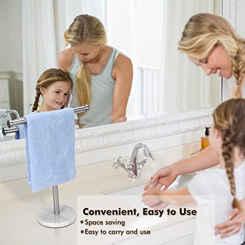 Hand Towel Holder Stand Countertop, Sturdy Marble Base, No Wobbly, Hand Towel Rack for Bathroom (Brushed Nickel)