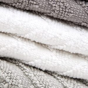 PH Pleasant Home Washcloths, 12 Pack (Gradient Greys, Chevrons)