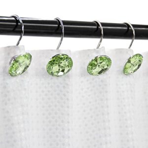 Gibelle 4 Pcs Bathroom Shower Curtain Set with Non-Slip Rugs, Toilet Lid Cover and Bath Mat, Sage Green Diamond Shaped Shower Curtain Hooks Set of 12