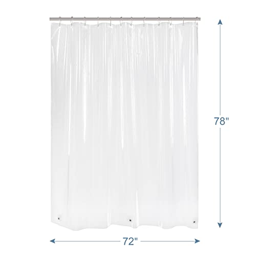 AmazerBath Clear Shower Curtain Liner, 72x78 Long Plastic Shower Curtain Liner, Waterproof PEVA Shower Liner, Cute Lightweight Shower Curtains for Bathroom with Magnets and 12 Rustproof Grommet Holes