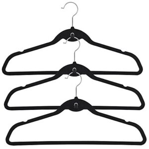 Topeakmart Premium Cascading Velvet Hangers 100 Pack - Non Slip Hangers with Cascading 360 Swivel Hooks Black-Space Saving Clothes Hangers