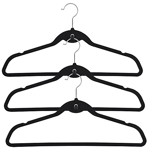 Topeakmart Premium Cascading Velvet Hangers 100 Pack - Non Slip Hangers with Cascading 360 Swivel Hooks Black-Space Saving Clothes Hangers