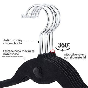 Topeakmart Premium Cascading Velvet Hangers 100 Pack - Non Slip Hangers with Cascading 360 Swivel Hooks Black-Space Saving Clothes Hangers