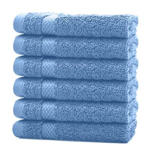 DAN RIVER 100% Cotton Face Towels 12 Pack - Premium Quality Washcloths Soft and Highly Absorbent Towels for Bathroom, Spa, Gym - Quick Dry Essential for Body and Daily Use 12x12 in, 600 GSM – M Blue