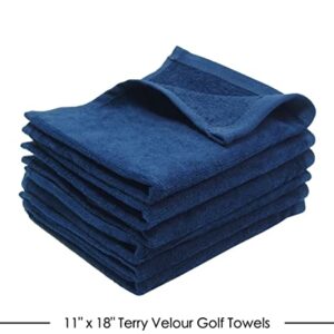 3-Pack Terry Fingertip Hand Towels 100% Cotton, 11"x18", Hemmed Fingertip Towel, Soft and High Absorbent (3, Navy)