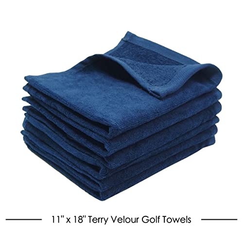 3-Pack Terry Fingertip Hand Towels 100% Cotton, 11"x18", Hemmed Fingertip Towel, Soft and High Absorbent (3, Navy)