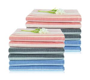 cotton craft- fouta hand towel 12 pack - beach bath pool travel camp sauna gym spa party lightweight mediterranean peshtemal quick dry low lint oversized absorbent durable sand free - 20 x 30 multi