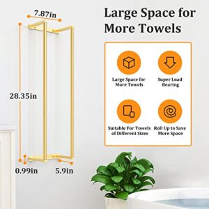 Birosnsy Towel Racks for Bathroom Wall Mounted Rolled Towel Holders Towel Storage Organizer for Small Bathroom Mounted Towel Rack Holds Hand Towels Robes Towels Washcloths in Bathroom/RV/Camper Gold