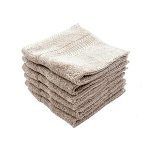 linteum textile washcloth set 100% soft cotton zero twist 16 single ring spun premium washcloths face towel (taupe) 12 piece 13x13 inch