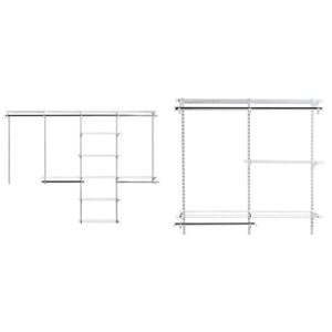 rubbermaid configurations deluxe closet kit, white, 4-8 ft. & configurations deluxe closet kit, titanium, 4-8 ft, wire shelving kit with expandable shelving and telescoping rods