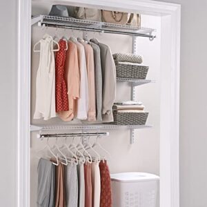 Rubbermaid Configurations Deluxe Closet Kit, White, 4-8 Ft. & Configurations Deluxe Closet Kit, Titanium, 4-8 Ft, Wire Shelving Kit with Expandable Shelving and Telescoping Rods