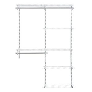 Rubbermaid Configurations Deluxe Closet Kit, White, 4-8 Ft. & Configurations Deluxe Closet Kit, Titanium, 4-8 Ft, Wire Shelving Kit with Expandable Shelving and Telescoping Rods