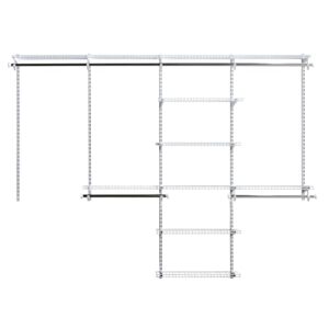 Rubbermaid Configurations Deluxe Closet Kit, White, 4-8 Ft. & Configurations Deluxe Closet Kit, Titanium, 4-8 Ft, Wire Shelving Kit with Expandable Shelving and Telescoping Rods