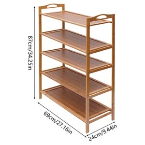 Bamboo Shoe Rack 5-Tier Shoe Storage Organizer Entryway Shoe Shelf (Brown)