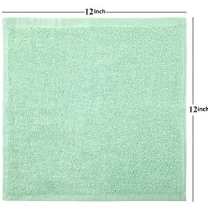 SIMPLY LOFTY Cotton Washcloths 12” x 12” (12 Pack) Premium Fingertip Towels Highly Absorbent Facial Towels for Bathroom 100% Ring Spun Cotton Wash Cloth Set (Aqua Mint)