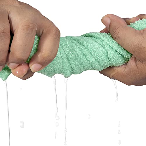 SIMPLY LOFTY Cotton Washcloths 12” x 12” (12 Pack) Premium Fingertip Towels Highly Absorbent Facial Towels for Bathroom 100% Ring Spun Cotton Wash Cloth Set (Aqua Mint)