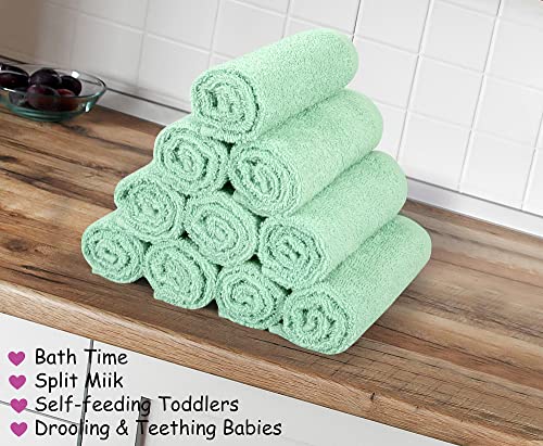 SIMPLY LOFTY Cotton Washcloths 12” x 12” (12 Pack) Premium Fingertip Towels Highly Absorbent Facial Towels for Bathroom 100% Ring Spun Cotton Wash Cloth Set (Aqua Mint)