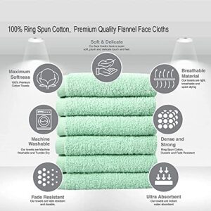 SIMPLY LOFTY Cotton Washcloths 12” x 12” (12 Pack) Premium Fingertip Towels Highly Absorbent Facial Towels for Bathroom 100% Ring Spun Cotton Wash Cloth Set (Aqua Mint)