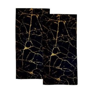 2 pieces bath towel set,gold black marble absorbent bathroom hand face fingertip towels soft hair drying cloth for kitchen,gym,spa,quick dry,30 inches x15 inches