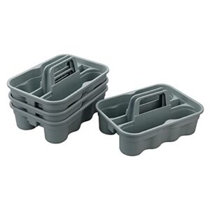 Kekow 4-Pack Plastic Storage Caddy, Carry Caddy with Handle, Gray