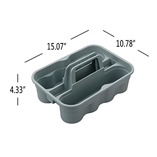 Kekow 4-Pack Plastic Storage Caddy, Carry Caddy with Handle, Gray