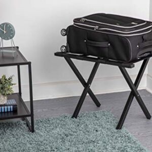 Wholesale Hotel Products Premium Metal Luggage Rack - Great for Guest Room, Metal Suitcase Stand, Square Tube (Black)