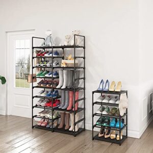 Caitlyn 9 Tiers Shoe Rack Storage Organizer Shoe Shelf Organizer for Entryway Holds 50-55 Pairs Shoe and Boots, Versatile Hooks Stackable Shoe Cabinet, Black