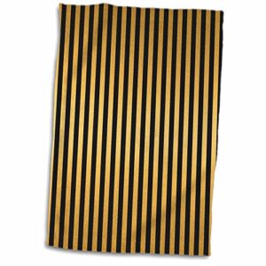 3d rose glam gold and black stripes hand towel, 15" x 22"