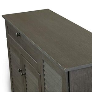 BOWERY HILL Contemporary 3 Door Shoe Cabinet in Dark Brown