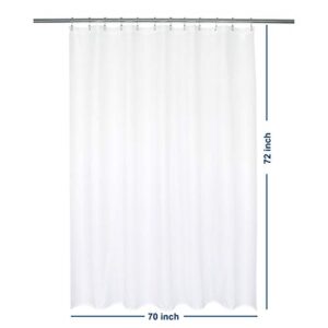 Barossa Design Waterproof Fabric Shower Curtain Liner Microfiber 70" W x 72" H - Hotel Quality, Machine Washable, White Shower Liner for Bath Tub, 70x72 Inches