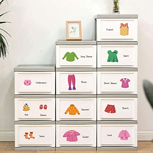 Bamsod Clothing Label Wardrobe Classification Tips Storage Organizing Decals Kids Drawer Decor Sticker (Grils)