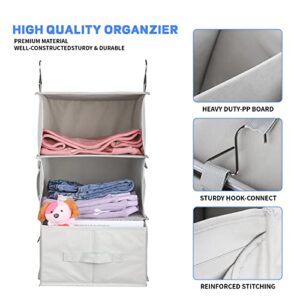 YTYBMW 6 Shelves - Hanging Closet Organizer with 3 Drawers and 4 Side Pockets for Hanging Closet Shelf Storage, Foldable Closet Organizer (Gray)