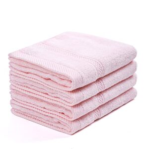 mother-earth hand towels, fingertip towels for bathroom - 11 x 18 inches, extra absorbent and soft terry towels for sensitive skin, quick dry, set 4 pieces (pink)