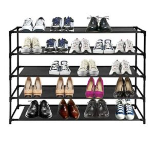 lopjgh shoe racks,39-inch super wide and extra large combined simple shoe rack 5-tier 30-pair shoe rack cubby organizer,non-woven fabric shoe storage cabinet (black)