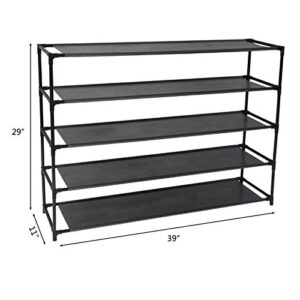 LOPJGH Shoe Racks,39-Inch Super Wide and Extra Large Combined Simple Shoe Rack 5-Tier 30-Pair Shoe Rack Cubby Organizer,Non-Woven Fabric Shoe Storage Cabinet (black)