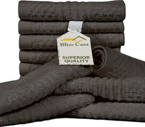 bliss casa grey washcloths set (12 x 12 inch, 12 pack) – 100% cotton washcloths for face, highly absorbent soft face towels, and quick drying fingertip towels for daily use (emerson, grey)