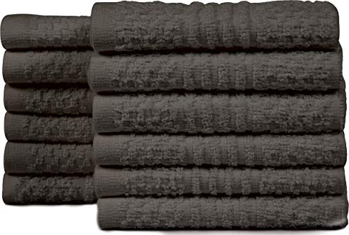 Bliss Casa Grey Washcloths Set (12 x 12 Inch, 12 Pack) – 100% Cotton Washcloths for Face, Highly Absorbent Soft Face Towels, and Quick Drying Fingertip Towels for Daily Use (Emerson, Grey)