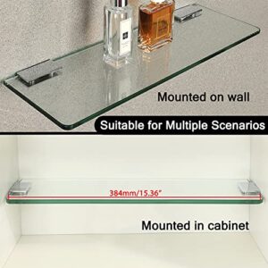 SAYAYO Floating Glass Shelves for Bathroom, Tempered Glass Shelf for Wall 15 x 5 Inch 1 Pack, Clear