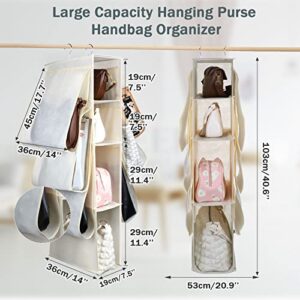 Woanger 2 Pieces Hanging Purse Handbag Organizer 10 Pockets Nonwoven Purse Storage Closet Bag Organizer Handbag Closet Purse Holder for Wall Women Organization Wardrobe Accessories Storage Bag