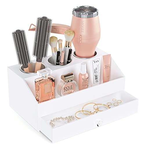 Cokokert Hair Tool Organizer,Acrylic Hair Dryer and Hair Styling Tools Organizer,Hot Tool Holder,Bathroom Countertop Organizer Storage for Blow Dryer/Curling Iron/Hair Straightener/Hair Brush…