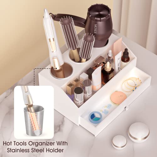 Cokokert Hair Tool Organizer,Acrylic Hair Dryer and Hair Styling Tools Organizer,Hot Tool Holder,Bathroom Countertop Organizer Storage for Blow Dryer/Curling Iron/Hair Straightener/Hair Brush…