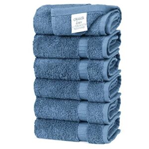 Chakir Turkish Linens 100% Cotton Premium Turkish Towels for Bathroom | 16'' x 30'' (6 Piece Hand Towel - Wedgewood)