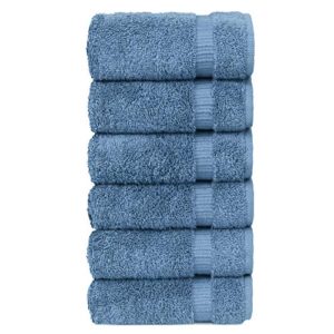 Chakir Turkish Linens 100% Cotton Premium Turkish Towels for Bathroom | 16'' x 30'' (6 Piece Hand Towel - Wedgewood)