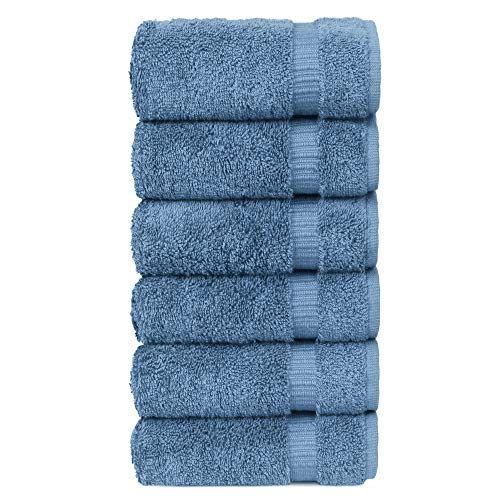 Chakir Turkish Linens 100% Cotton Premium Turkish Towels for Bathroom | 16'' x 30'' (6 Piece Hand Towel - Wedgewood)