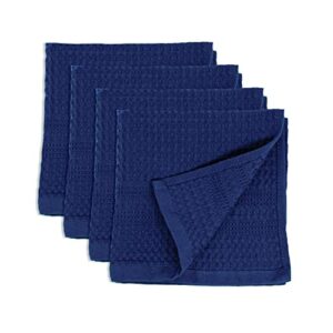 gilden tree waffle towel quick dry thin exfoliating, 4 pack washcloths for face body, classic style (indigo)