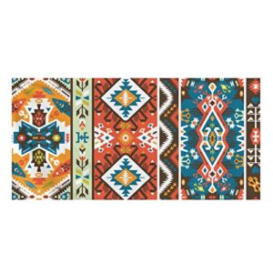 binienty tribal aztec multicolor bath towels peacock feather print soft hand towel for bathroom kitchen yoga gym decorative towels,59x29.5 inches
