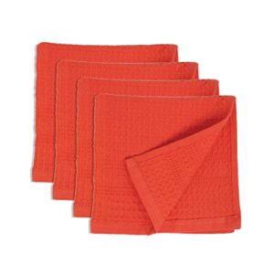 gilden tree waffle towel quick dry thin exfoliating, 4 pack washcloths for face body, classic style (coral)
