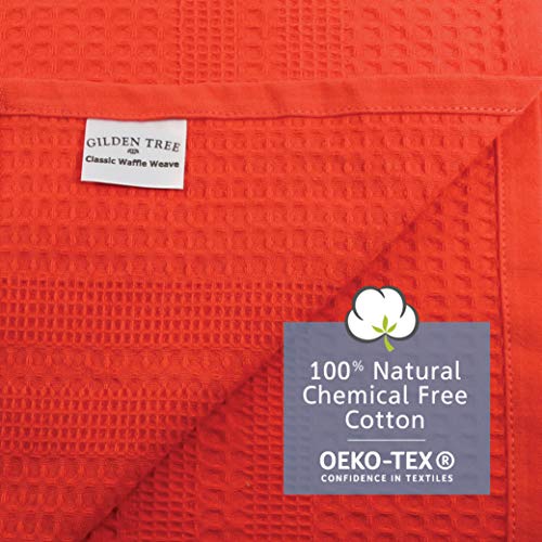 GILDEN TREE Waffle Towel Quick Dry Thin Exfoliating, 4 Pack Washcloths for Face Body, Classic Style (Coral)