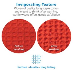 GILDEN TREE Waffle Towel Quick Dry Thin Exfoliating, 4 Pack Washcloths for Face Body, Classic Style (Coral)