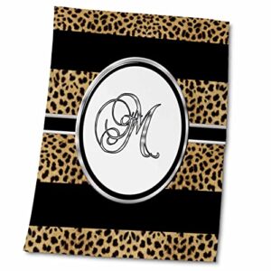 3drose elegant cheetah animal print monogram letter m - towels (twl-180682-2)